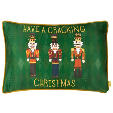furn. Notenkraker Kerst Piped Velvet Polyester Gevuld Kussen