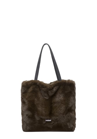 Faux Fur Shoulder Tote Bag