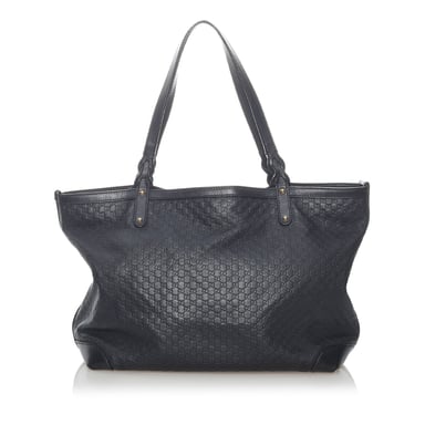 Vintage Gucci Microguccissima Craft Leather Tote Bag Black
