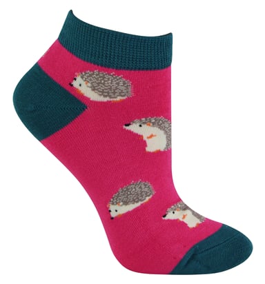 Miss Sparrow - Dames Bamboe Trainer Sokken - Hedgehogs (Hete Roze)
