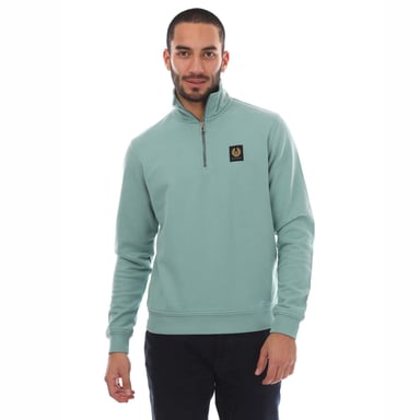 Heren Belstaff Katoen Fleece Sweatshirt met Kwartrits in Blauw