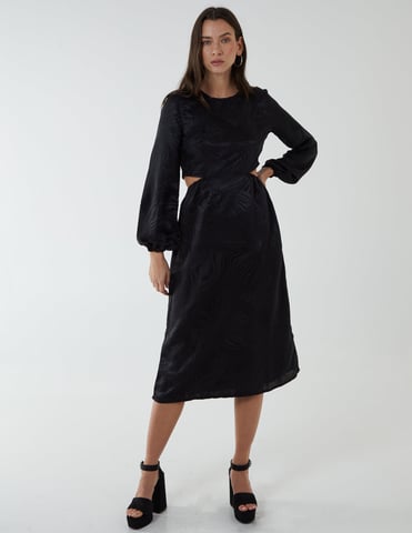 Crew Neck Cut Out Midi Dress