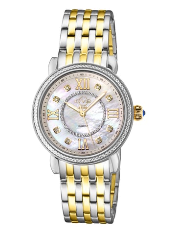 GV2 Womens Marsala 9864B Zwitsers Quartz Diamond Two-Tone roestvrij stalen horloge