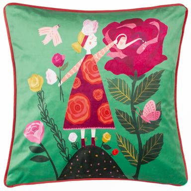 Kate Merritt Flower Girl Piped Velvet Cushion Cover