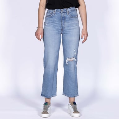 Levis Ribcage Rechte Enkel Blauwe Jeans