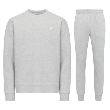 Nike Sportswear Heren Club Fleece Crew Neck Trainingspak Grijs