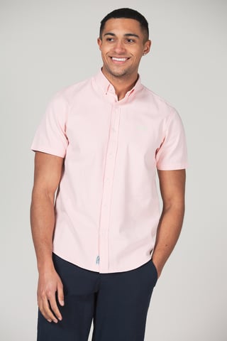 Rose Cotton Short Sleeved Button-Up Oxford Shirt