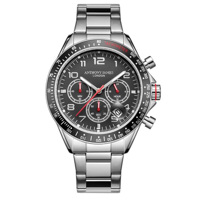 Hand Assembled Anthony James Tachymeter Chrono Steel Black