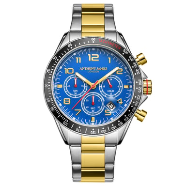 Hand Assembled Anthony James Tachymeter Chrono Two Tone Blue