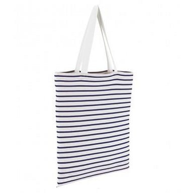 SOLS Luna Striped Shopper Bag (White/Navy)