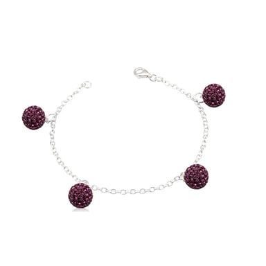 Armband van 925 zilver met paarse kristallen kralen
