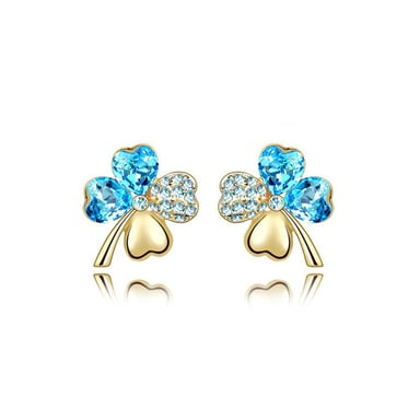 Swarovski - Clear Blue Swarovski Crystal Element Clover Earrings