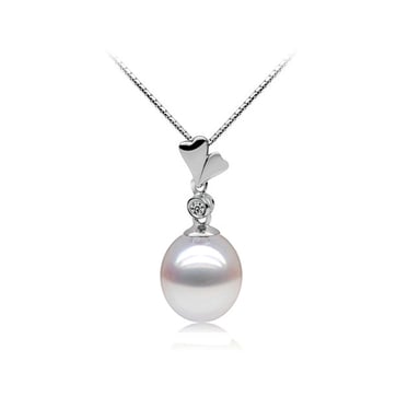 Hanger van 925 zilver met witte zoetwaterparel, cubic zirkonia en hartjes