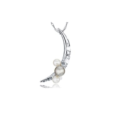 Swarovski - Maanhanger met parels en witte Swarovski Elements-kristallen
