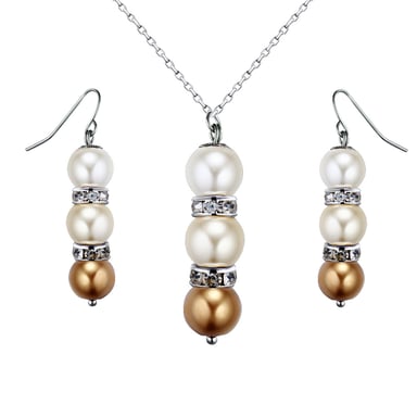 Set van een hanger en oorbellen met gele parels en kristallen