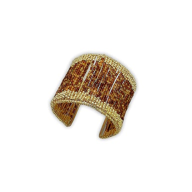 Manchetarmband met beige parels