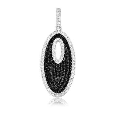 Swarovski - Black and White Swarovski Zirconia Crystal Pendant and Silver