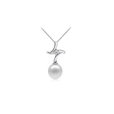 Hanger van 925 zilver met witte zoetwaterparel en zirkonia