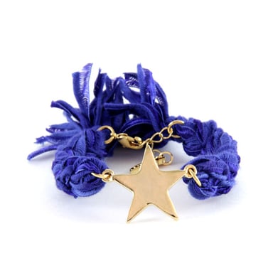 Ettika - Armband met paarse linten en geelgouden ster