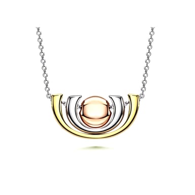 Gerodineerde ketting met 3 kleuren goud