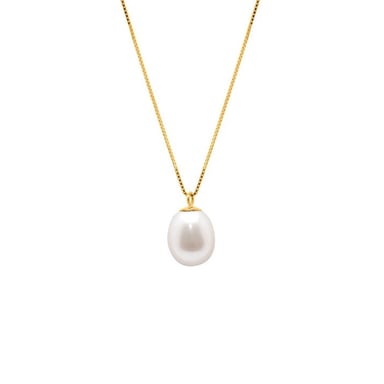 375/1000 geelgouden ketting met witte zoetwaterparel