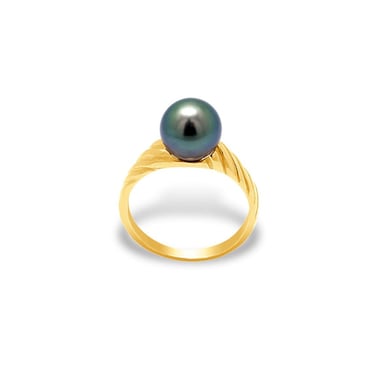 375/1000 geelgouden bangle-ring met zwarte Tahitiaanse parel
