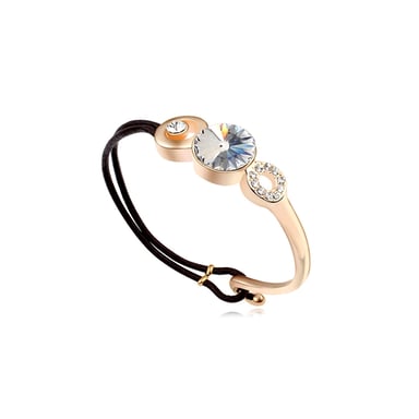 Swarovski - White Swarovski Crystal Elements Bracelet and Black leather