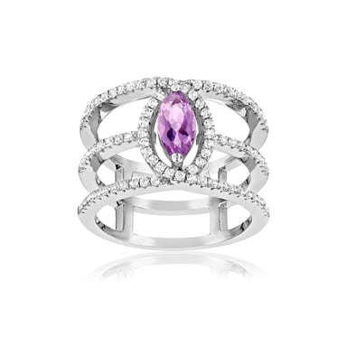 Swarovski - Zilver (925) met 85 witte en paarse zirkoniakristallen van Swarovski
