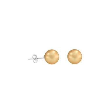 Oorbellen met goudkleurige imitatieparels van 8 mm en frame van 925 zilver