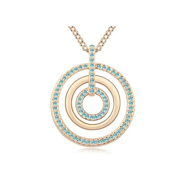 Swarovski - Lange ketting met cirkels van blauwe Swarovski Elements-kristallen, verguld met geelgoud