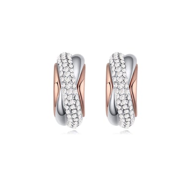 Swarovski - White Swarovski Elements Crystal Half Hoop Earrings