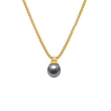 750/1000 geelgouden ketting met zwarte Tahitiaanse parel