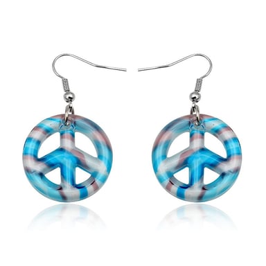 Peace-oorbellen met blauw Murano-glas