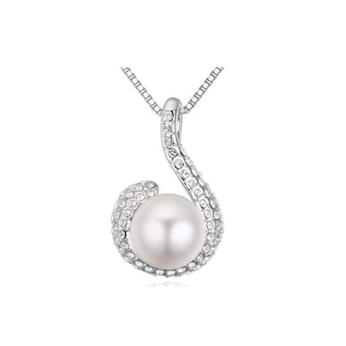 Swarovski - Hanger met witte parel en een wit kristal van Swarovski
