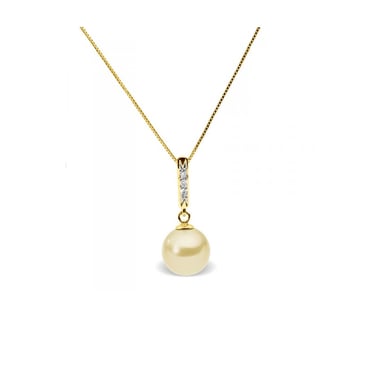 Hanger van 375/1000 geelgoud met goudkleurige zoetwaterparel en diamanten