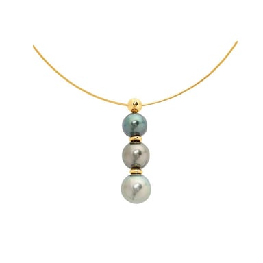 750/1000 geelgouden ketting met 3 Tahitiaanse parels
