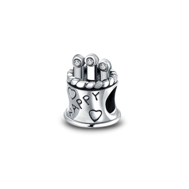 925 Silver Birthday Cake Charms Bead
