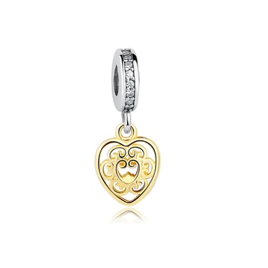 925 zilver kraalvormig bedeltje met harthanger