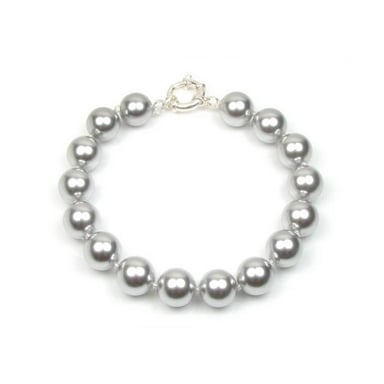 Armband met grijze gesimuleerde parels in parelmoer en 925 zilver