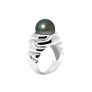 Ring van 925/1000 zilver met 10-11 mm Tahitiaanse parel
