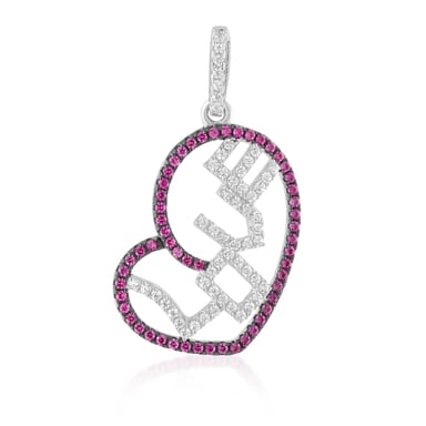 Swarovski - Hartvormige hanger in zilver met witte en roze zirkonia kristalletjes van Swarovski