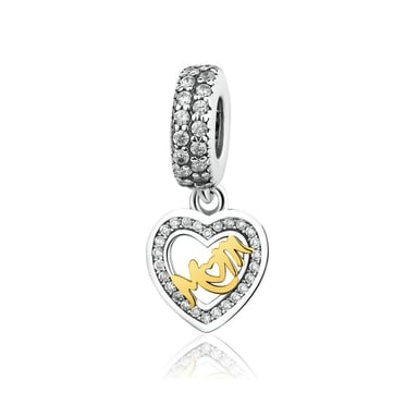 Bedelkraalhanger van 925 zilver in de vorm van een hartje - Moeder