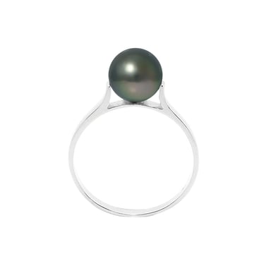 Zilveren (925/1000) ring met zwarte Tahitiaanse parel