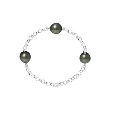Armband van 925/1000 zilver met 3 Tahitiaanse parels van 9 mm