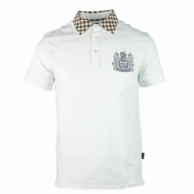 Aquascutum Signature wit poloshirt met geruite kraag