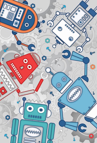 Robot Muurschildering Blauw