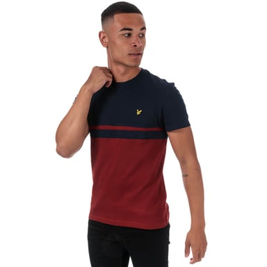 Lyle & Scott T-shirt met gestreept vlak voor heren, marineblauw