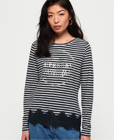 Superdry Stripe Lace Graphic Top