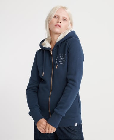 SUPERDRY Hoodie met rits en appliqué