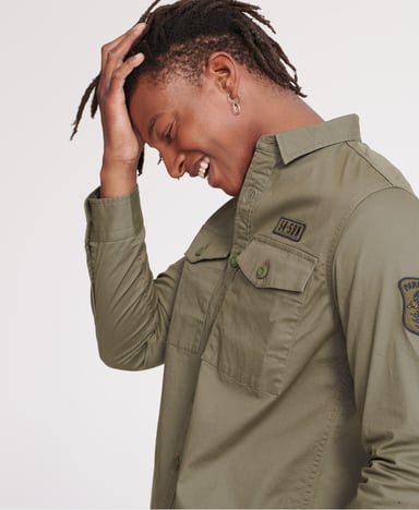 Superdry Core Military Patched Long Sleeved Shirt